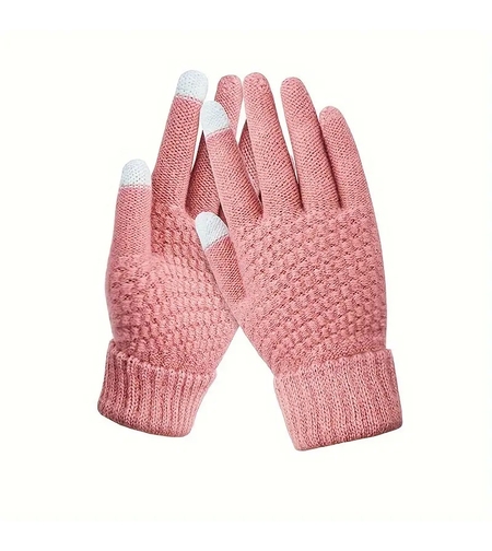 Manusi de Dama, Flippy, Functie Touchscreen (ecran tactil), Material Acril Tricotat, Manseta Elastica, Interior Catifelat, Marime Universala, Roz