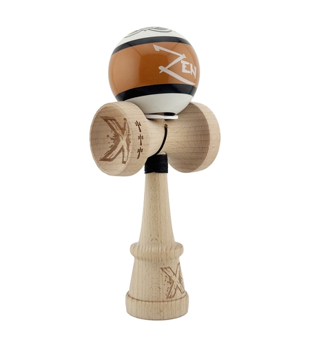 Kendama X Zen Series Originala, Profesionala, Flippy, Cupe Mari KING SIZE V3, Super Sticky, Gaura in Baza, Rulment Metalic, din lemn 18 cm, Ata 62/65 cm, Maro