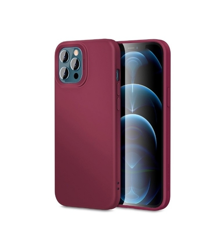 Husa pentru Apple iPhone 14 Plus Vafy, Liquid Silicone, cu Microfibra pe interior, Protectie Antisoc, Wine red, Claret