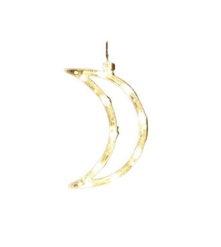 Decoratiune de Craciun Luminoasa in forma de Luna, 18.5x12 cm, cu Ventuza, Alb Cald, Flippy