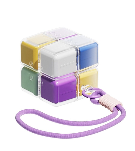 Cutie pentru Medicamente, Vafy, Model Rubik' Cube, cu Curea de Agatare, Dozator Portabil de Medicamente, Dispenser Pastile, estimat pentru 7 zile, 7.3 x 6 x 6 cm, Multicolor