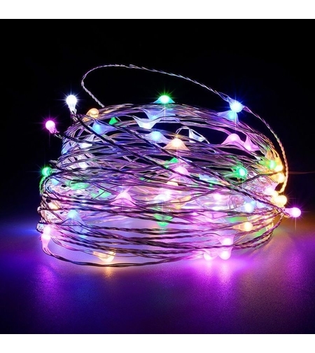 Instalatie de Craciun, Vafy, Decoratiune de Craciun, 100 Beculete LED, cu Baterii si Telecomanda, cu 8 Functii, Lungime 10 m, Multicolor