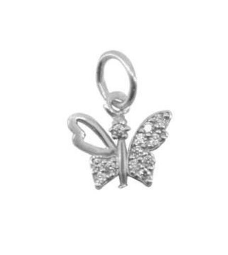 Pandantiv, Jolie Silver, Argint 925, Model Fluture Cu Pietre, 0.5 g, 1 x 1 cm