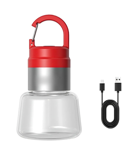 Lampa Portabila, Flippy, de Voiaj/Camping, Incarcare USB, IPX5, LED RGB, din ABS, 300 mAh, 10 x 5.5 x 5.5 cm, Rosu