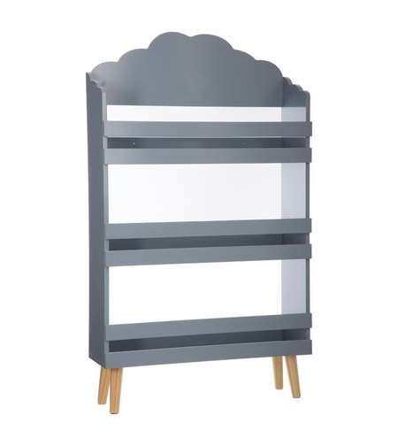 Biblioteca copii Atmosphera Nuage din MDF cu 3 rafturi si picioare din lemn, 58x100 cm, gri