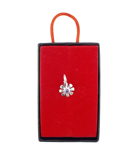 Pandantiv Dama Argint 925, Jolie, Model Floare cu Piatra Mov, 1g, Argintiu