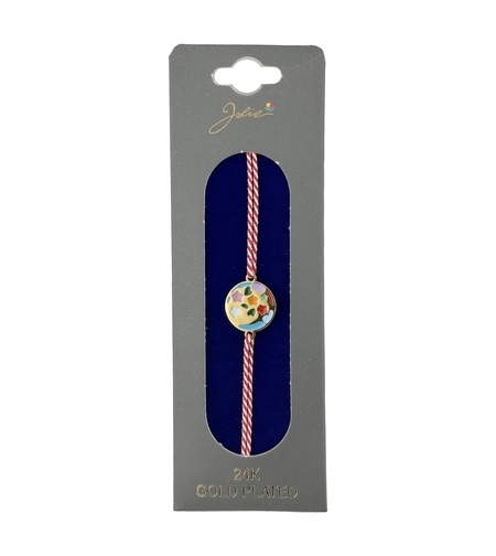 Bratara Placata cu Aur 24k, Jolie, Model GLOB cu STELE, Martisor Bratara, cu Snur Alb/Rosu, Auriu