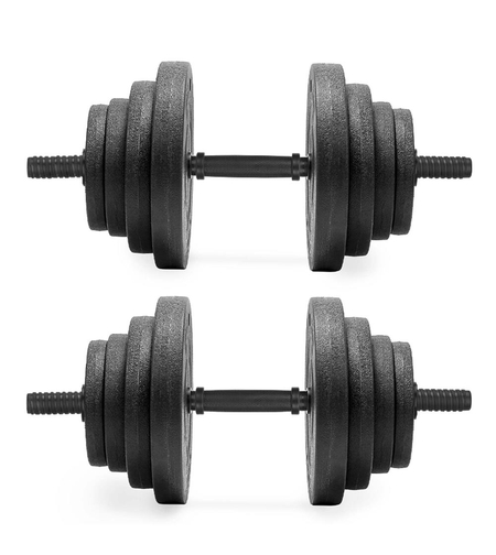 Set gantere reglabile 20 kg (2 x 10 kg), discuri cu invelis PP, negru