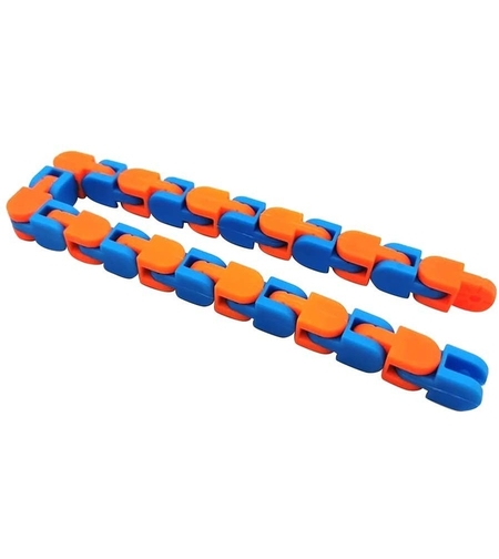 Jucarie Senzoriala Antistres, Flippy, Fidget Toys, Puzzle de Imbinat Tip Sarpe, 24 Piese, +3 Ani, Portocaliu/Albastru