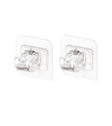 Set 2 Carlige Adezive Transparente, Flippy, Rezistente la Apa, 5 kg, Plastic, 6x6x4 cm