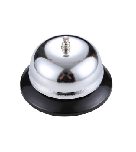 Clopotel sonerie metalica Flippy, pentru receptie hoteluri, baruri, restaurante, material metal si plastic, 6 x 10 cm, argintiu