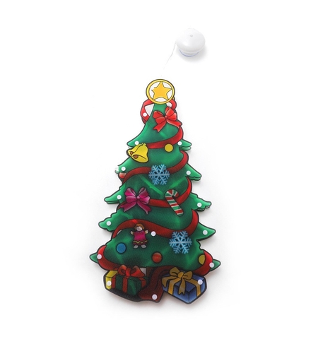 Decoratiune de Craciun pentru fereastra Flippy, brad, cu LED-uri, 26 cm, alb cald