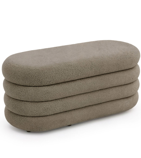 Taburet tapitat Puffo cu spatiu de depozitare, velur, 100x42x42 cm, maro mocha