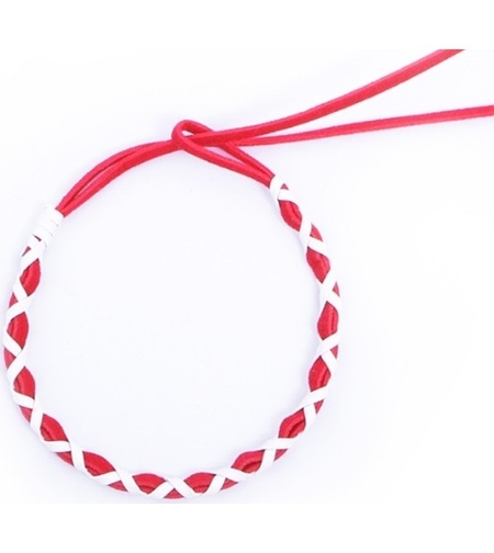 Brățară Martisor din Catifea Împletită, Model Alb-Roșu, Reglabilă