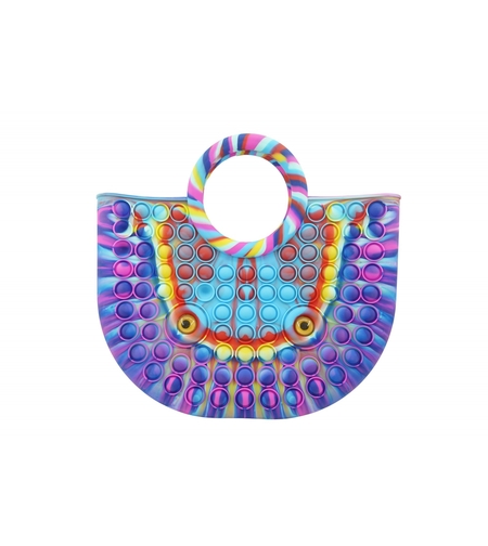 Jucarie Antistres din silicon Flippy, Pop It Now And Flip It, Geanta mare, 28 cm, Multicolor, V1
