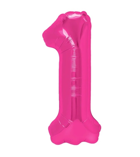 Balon din Folie Metalizata, Flippy, Figurina Cifra, Model 1, Tema Aniversare 100 cm, Ambalaj Individual, Pai Inclus, Umflare cu Aer sau Heliu, Roz