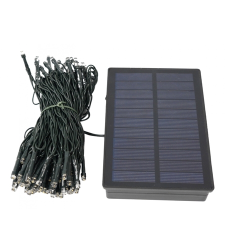 Instalatie Craciun, 12 metri, 100 de LED-uri, alb cald, cu energie solara, fir de cupru, liniar, interior/exterior, Flippy