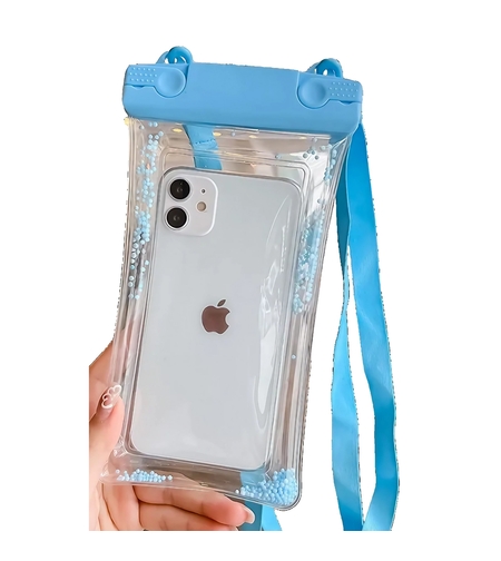 Husa subacvatica Waterproof Flippy, Snowproof, Universala, Senzoriala, cu Snur, pentru telefon sau documente, Bleu