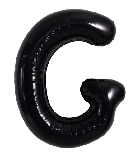 Balon Folie Metalizata Litera G, Flippy, 40 cm, Umflati cu Heliu sau Aer, Ambalaj Individual, Pai inclus, Negru