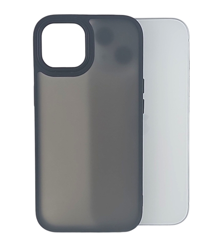 Husa de Protectie, Vafy, pentru iPhone 15 Plus, Satin Matte, din PC, Negru