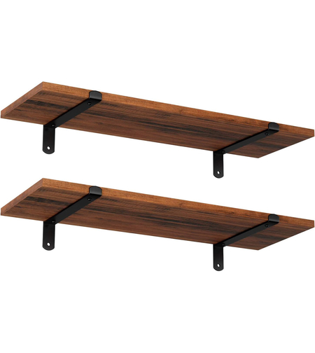 SONGMICS Set 2 rafturi de perete plutitoare, MDF cu efect de lemn vintage, 60x20cm, 15 kg per raft, maro rusic