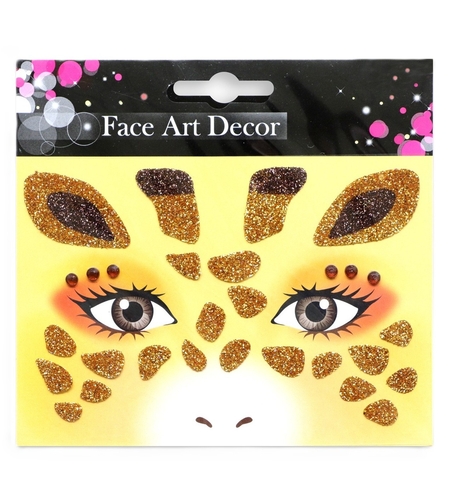 Sticker Temporar pentru Fata, Flippy, pentru Machiaj, Face Art, Halloween, Teatru, Model Girafa, Galben