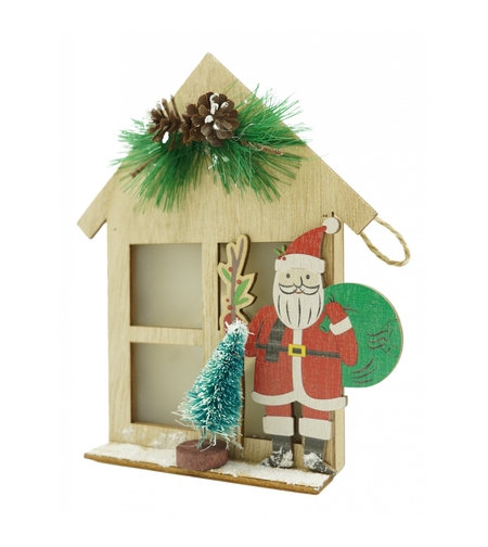 Decoratiune luminoasa, Flippy, Mos Craciun, maro, lungime: 13 cm, latime: 5 cm, inaltime: 17 cm, lemn, interior/exterior