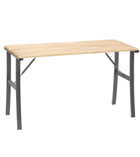 Masa de gradina cu cadru metalic si blat din lemn impregnat, 120x60x71 cm, natur