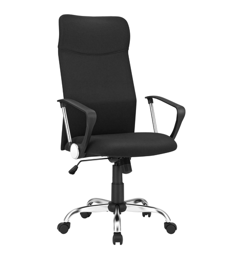 SONGMICS Scaun de birou ergonomic pentru sala de sedinte, pivotant, capitonat, inaltime reglabila si rabatabil, negru