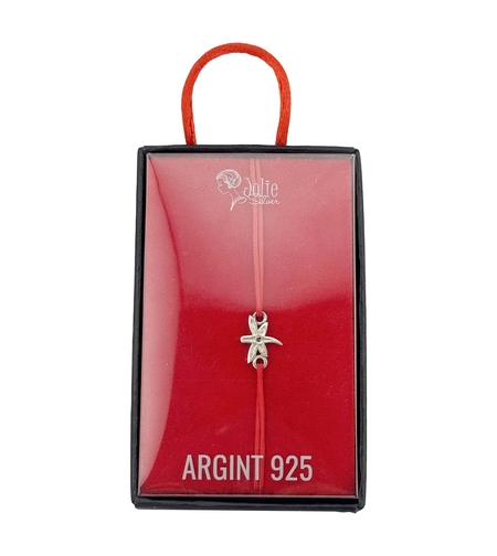 Bratara Dama Argint 925, Jolie, Model Libelula cu Snur Rosu, Pandativ Silver 0.57 gr, Argintiu