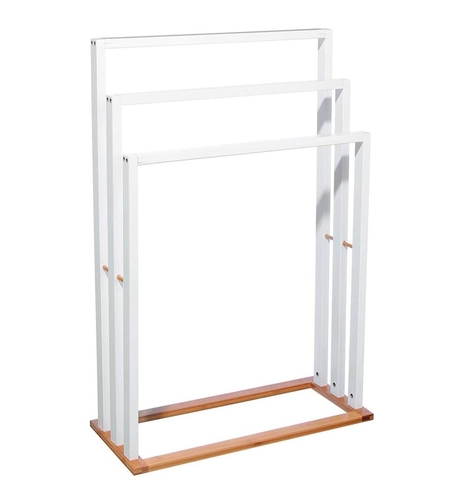 Suport prosoape 5Five Lysandre cu 3 rafturi, 55x24x82 cm, bambus alb