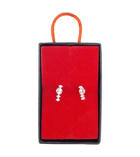Cercei Dama Argint 925, Jolie, Model Bagheta cu 5 Pietre mici, 1.04 g, Argintiu