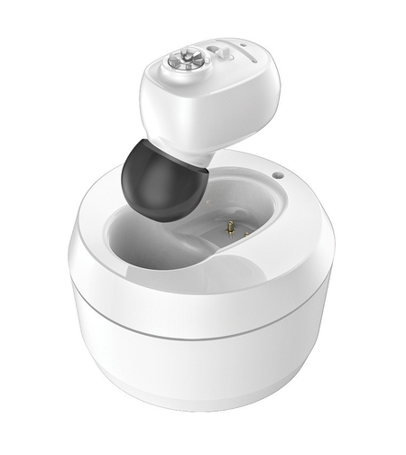 Aparat Auditiv Intraauricular In-Ear, Flippy, Amplificator de sunet pentru Auz, Minuscul Design Nou, 14 x 10 x 3.8 cm, 116 gr, Alb