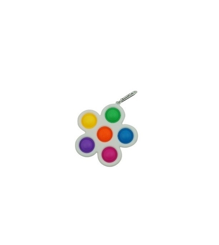 Jucarie Push Pop Bubble Fidget, Pop It, breloc antistres, Floare, Multicolor/Alb