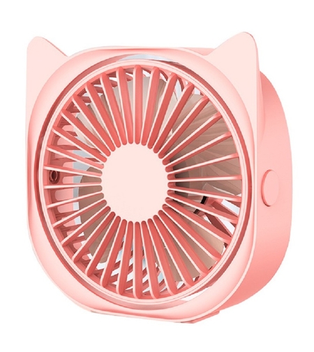 Mini ventilator pentru birou cu usb, Vafy, rotire 360 grade, 3 viteze, 13.5 x 12,8 cm, Roz