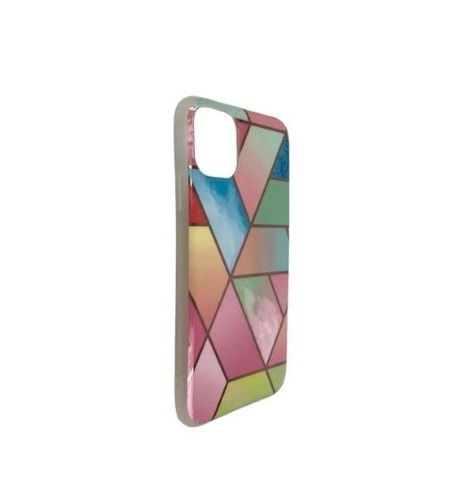 Husa protectie pentru Apple iPhone 11 Pro Max Soft IMD TPU Marble Geometric Roz
