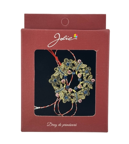 Brosa Vintage, Jolie, Material Metal, Ambalaj Carton, Dimensiune Brosa Aproximativ 4-6 cm, Model Coronita cu Libelule, Multicolor