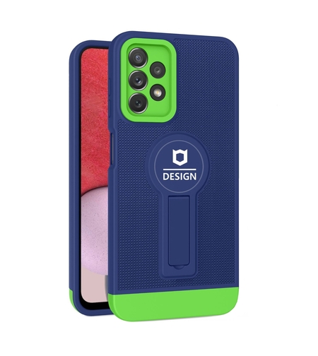 Husa Armor Design cu Stand pentru iPhone 12, Albastru/ Verde, Suport Auto Magnetic, Wireless Charge, Protectie Antisoc, Vafy
