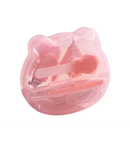 Set Ingrijire Unghii pentru Bebelusi, Flippy, Cutie de Depozitare in Forma de Ursulet, 10 x 9.5 cm, Roz