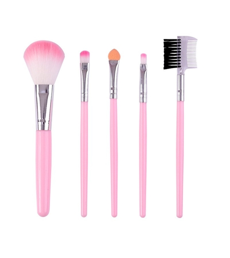 Set 5 Pensule de Machiaj, Flippy, de Voiaj, pentru Fard si Pudra, din Par Sintetic, Roz