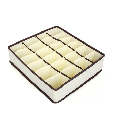 Cutie De Depozitare, Flippy, Pentru Lenjerie, Sosete Si Sutiene, Material Textil, 24 Compartimente, 32 x 32 x 10 cm, Culoare Bej