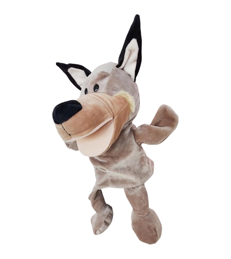 Papusa de Mana pentru Teatru de Papusi, Flippy, din Plus, 25 x 10 x 8 cm, Model Lup, Bej