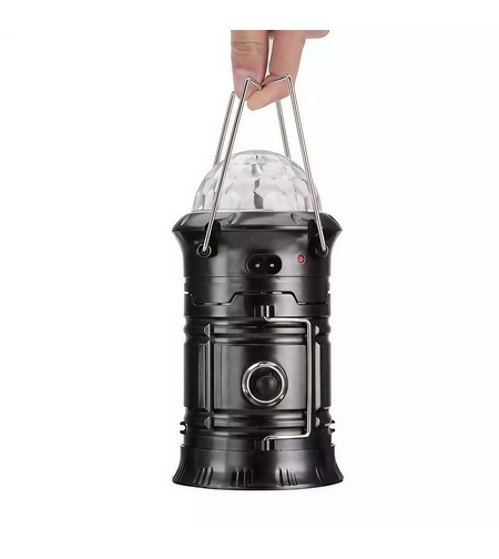 Lanternă pliabilă de camping Magic cool cu ​​lampă disc și USB Flippy, Lanterna, Felinar, 6 LED + 1 W + 3C culori, Negru