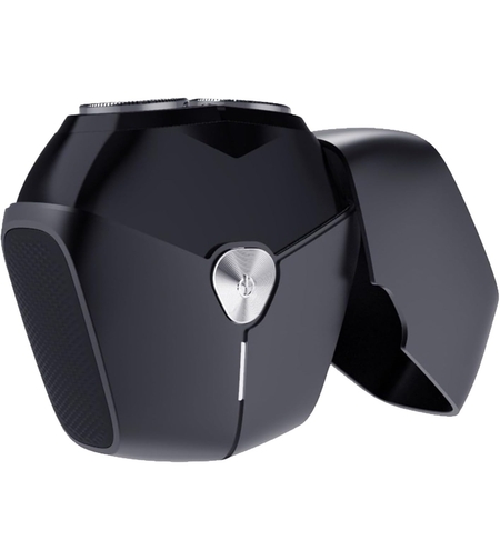 Aparat de Ras Portabil, Vafy, 8W, Autonomie 60 min, Incarcare Cablu Type C Inclus, Periuta de Curatare, Husa, Reincarcabil, 7.3x7.5x3.3 cm, Negru