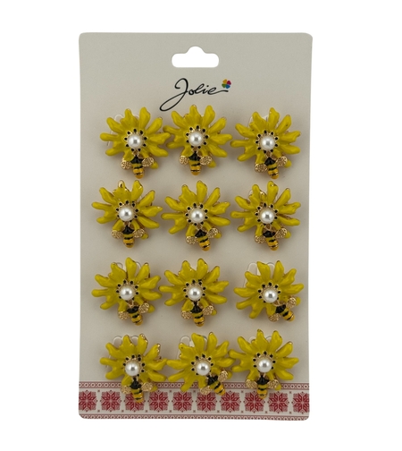 Set 12 Brose Martisor Primavara, Jolie, Model Albina pe Floare Galbena