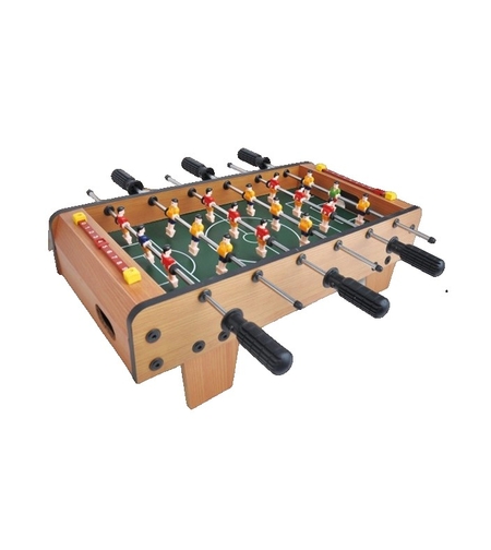 Masa de Fotbal cu Teren, Flippy, cu Picioare Scurte, 6 Manere, Tablou de Scor, 50 x 25 x 18 cm, din Lemn/Otel/ABS, Maro