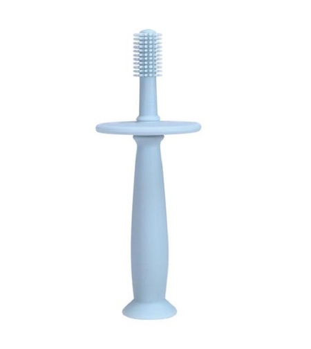 Periuta de Dinti din Silicon pentru Bebelusi, Flippy, fara BPA, 360 Grade, Bariera Anti-Inghitire, Maner Ergonomic, 12.5 x 15 cm, Albastru