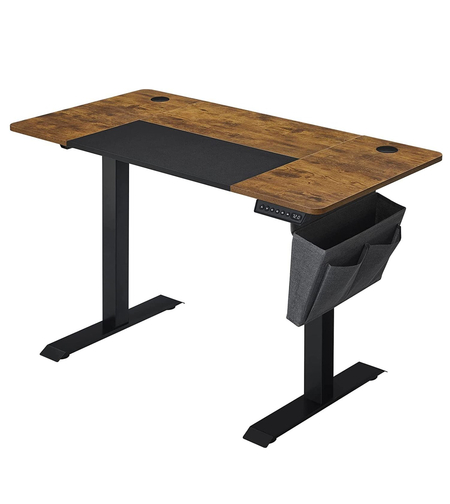 SONGMICS Birou cu reglaj electric pe inaltime, memorie cu 4 inaltimi, 60x120x(72-120)cm, maro rustic