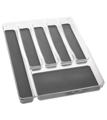 Tava organizare tacamuri 5Five Tidy Smart cu 6 compartimente, 32x40x5 cm, gri