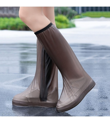 Protectie Incaltaminte pentru Ploaie si Noroi, Flippy, Impermeabila, Talpa Antiderapanta, cu Fermoar si Capsa, Inaltime 40 cm, Marime XXXL 44-45, Maro